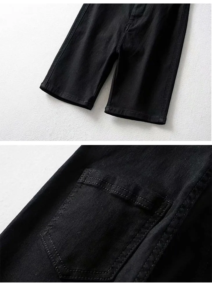 High Waist Denim Shorts MidThigh - Skinny Fit
