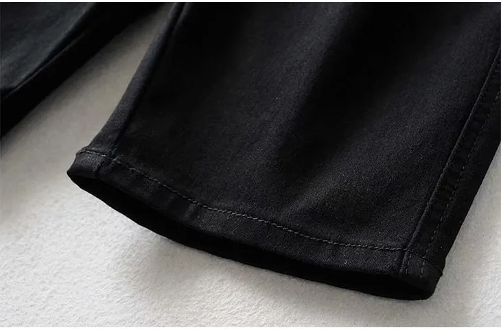 High Waist Denim Shorts MidThigh - Skinny Fit