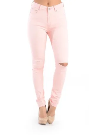 High Waist Knee Cut Out Jeans
