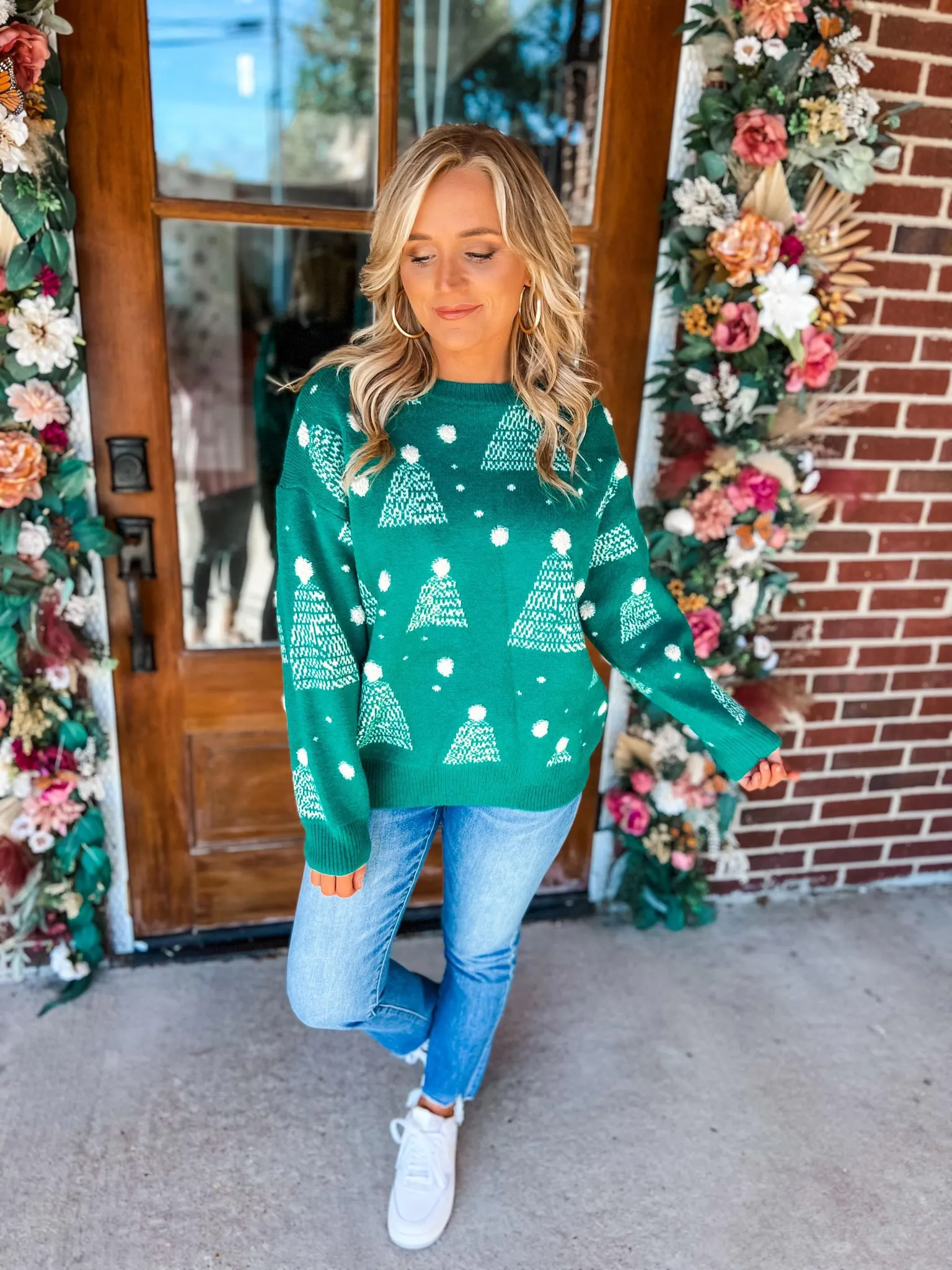 Holiday Tree Sweater- Green (was $62.00)