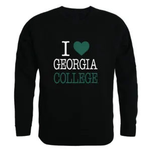 I Love Georgia College and State University Bobcats Fleece Crewneck Pullover Sweatshirt