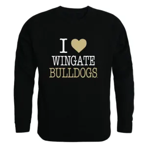 I Love Wingate University Bulldogs Fleece Crewneck Pullover Sweatshirt
