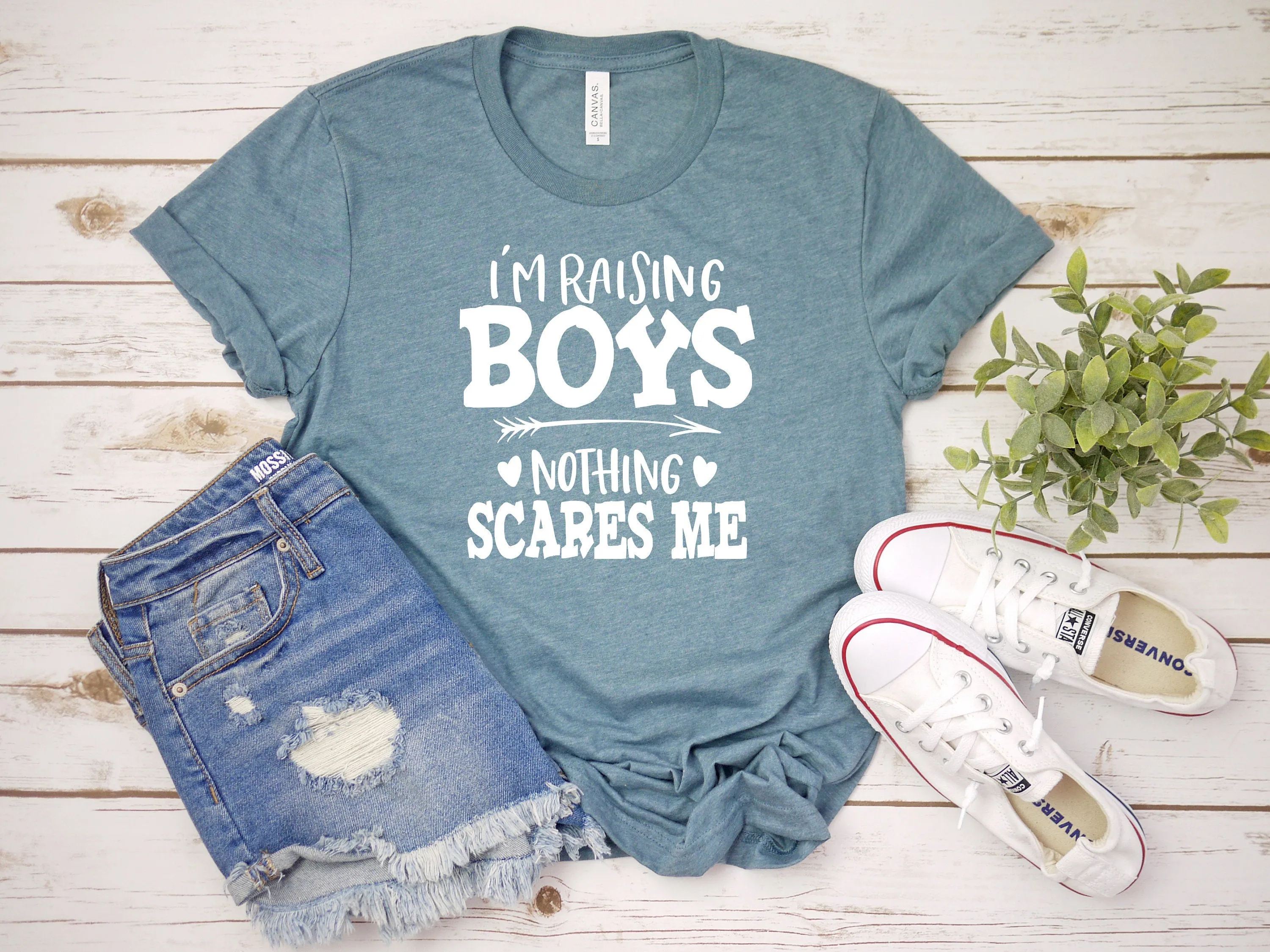 I'm Raising Boys Nothing Scares Me T Shirt - Mother's Day Gift Idea - Mom of Boys Shirt - Mom Statement Shirt