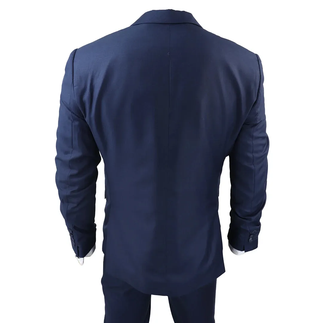 IM1 Men's Classic Plain Navy 3 Piece Suit