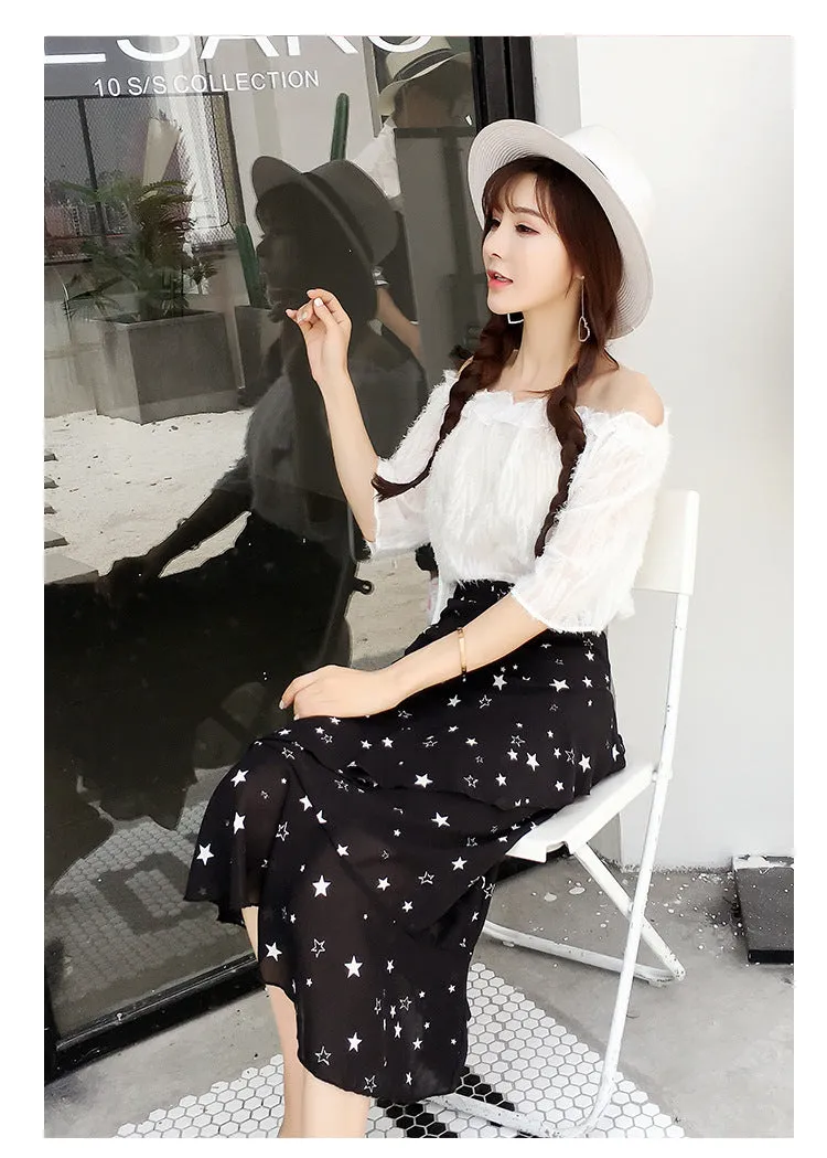 Irregular High Waist Floral Print Loose Tee-length Mermaid Skirt