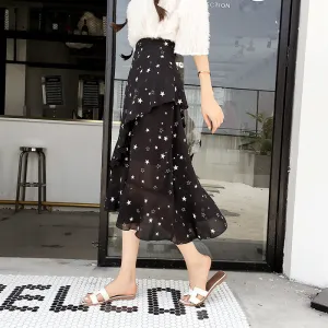 Irregular High Waist Floral Print Loose Tee-length Mermaid Skirt