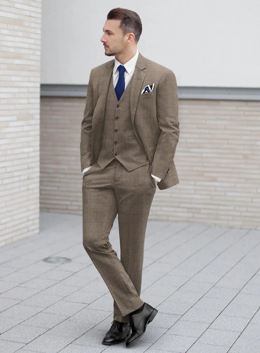 Italian Murano Cedra Brown Wool Linen Silk Suit