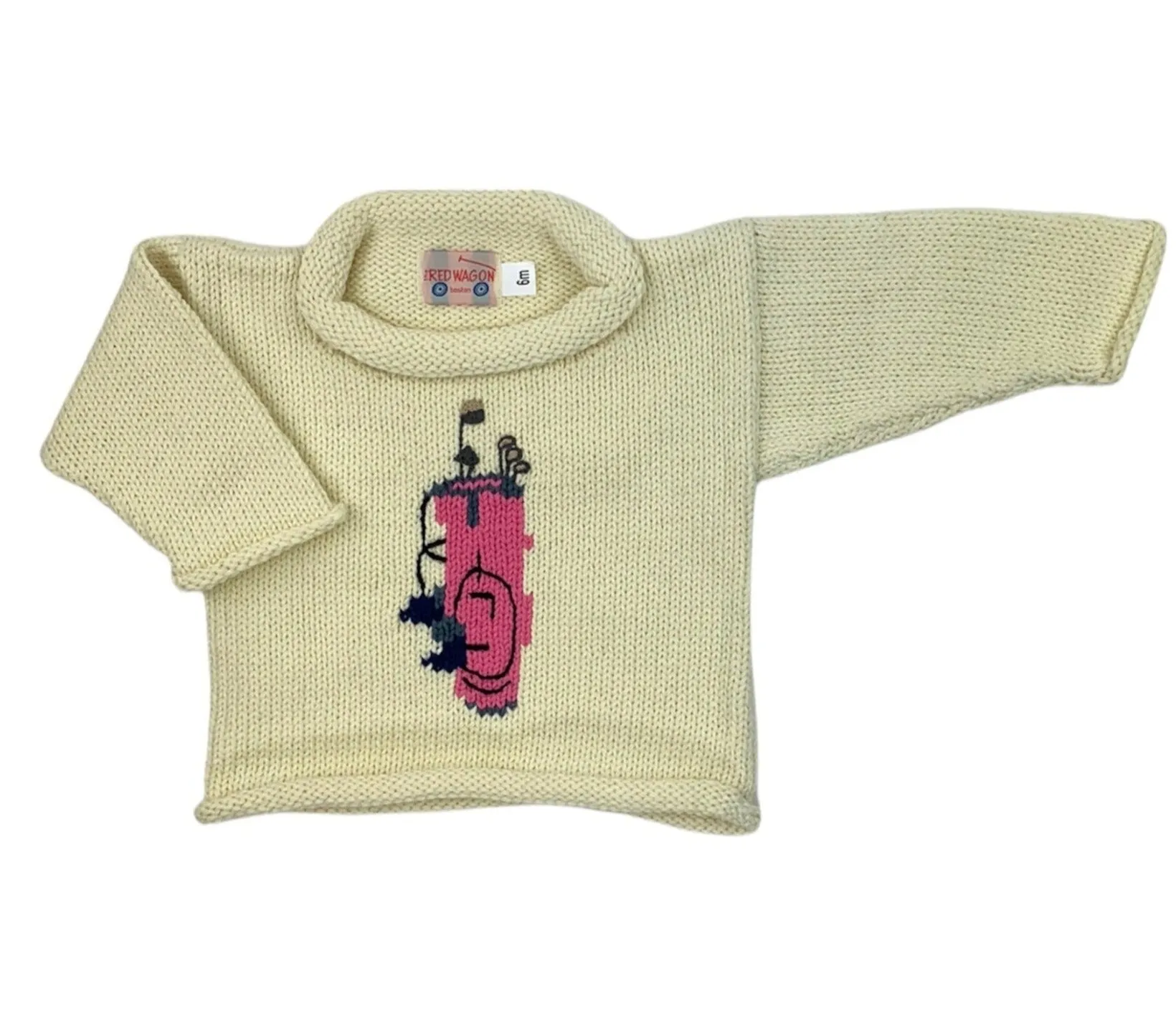 Ivory Pink Golf Bag Roll Neck Sweater