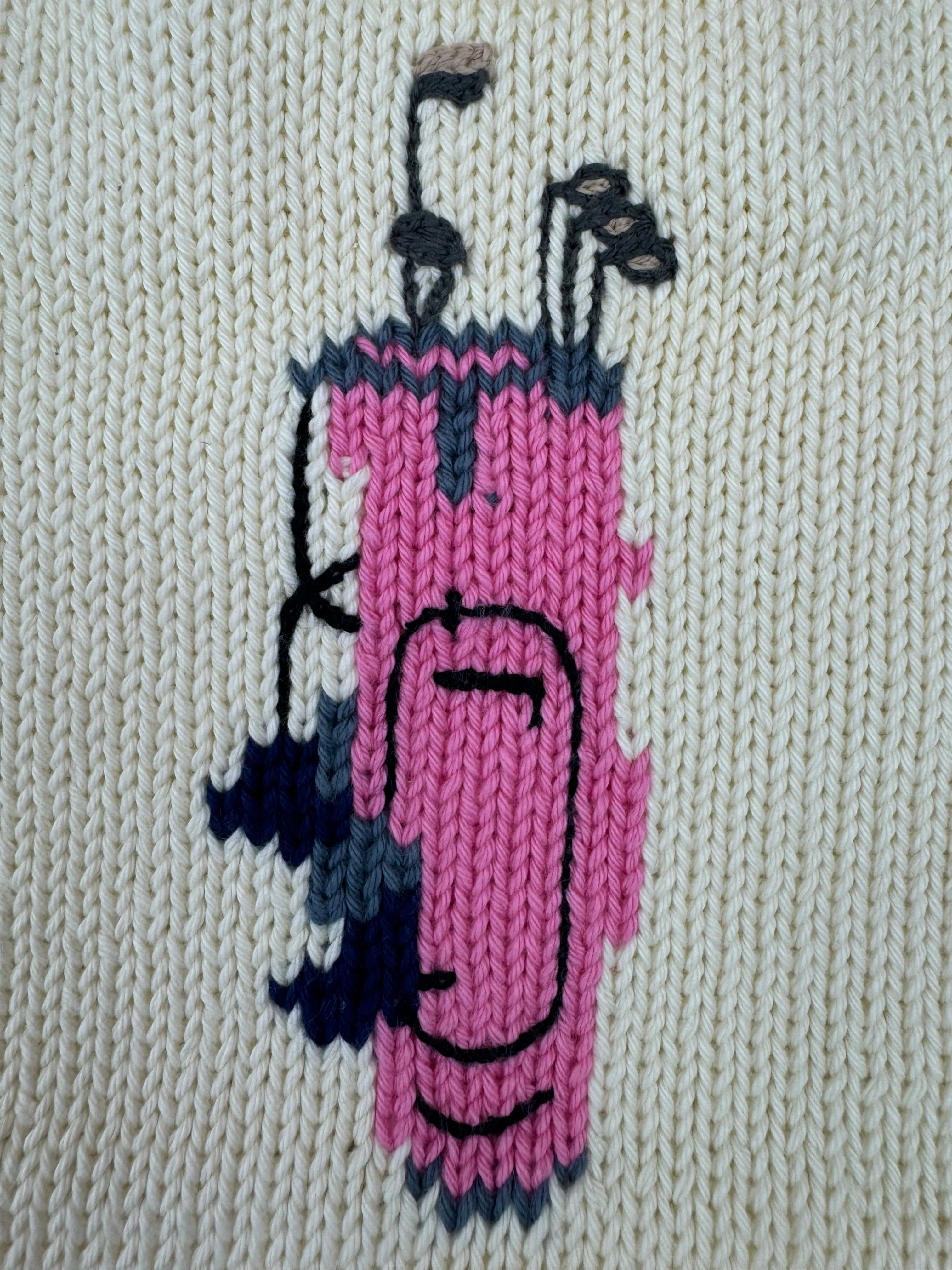 Ivory Pink Golf Bag Roll Neck Sweater