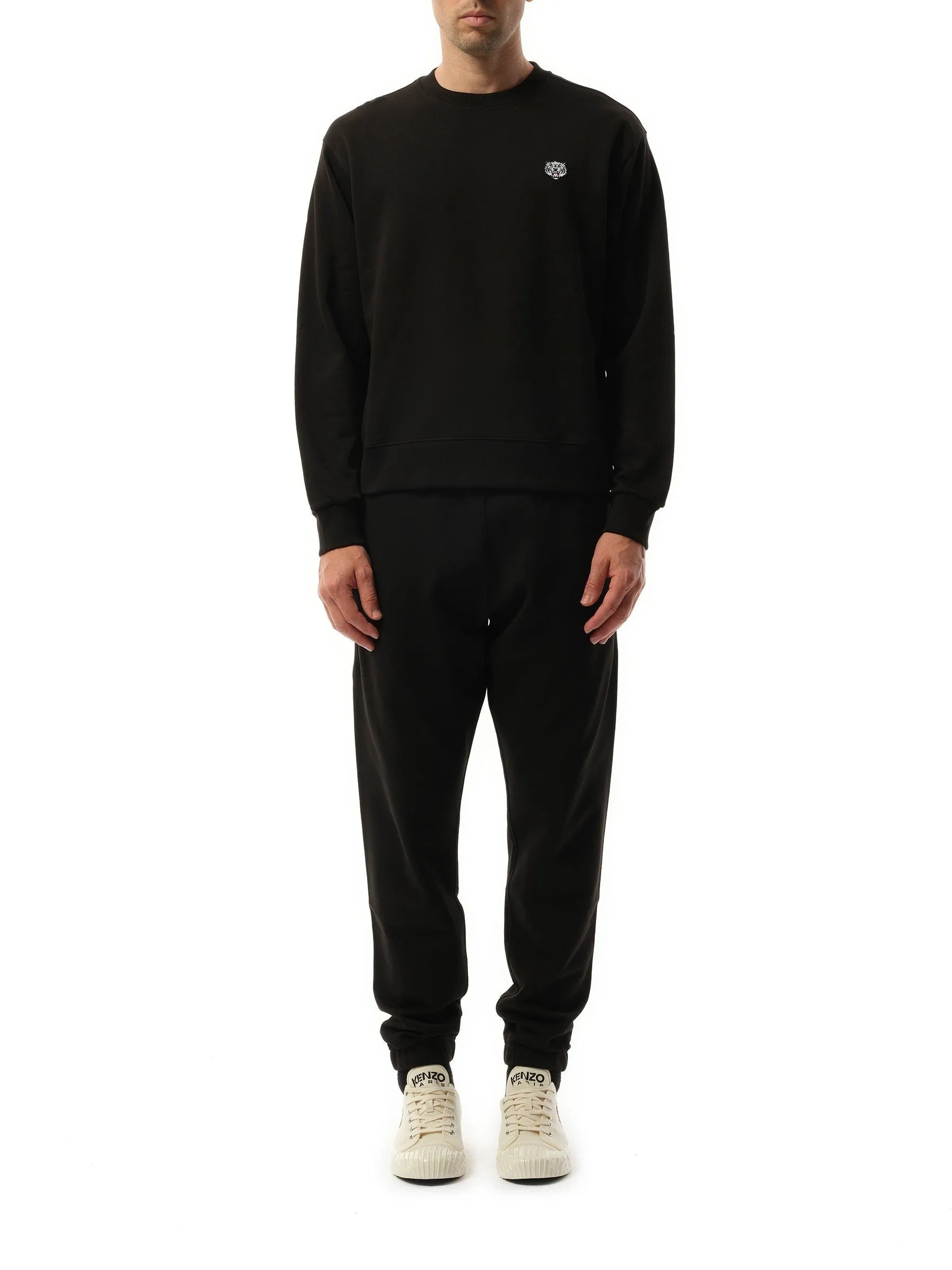 Kenzo Happy Tiger Embroidered Classic Sweatshirt in Black