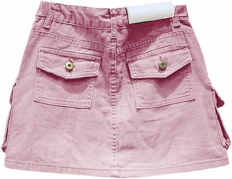 Kinghua Womens Mini Cargo Skirt Low Waist Y2k Short Denim Jean Skirt
