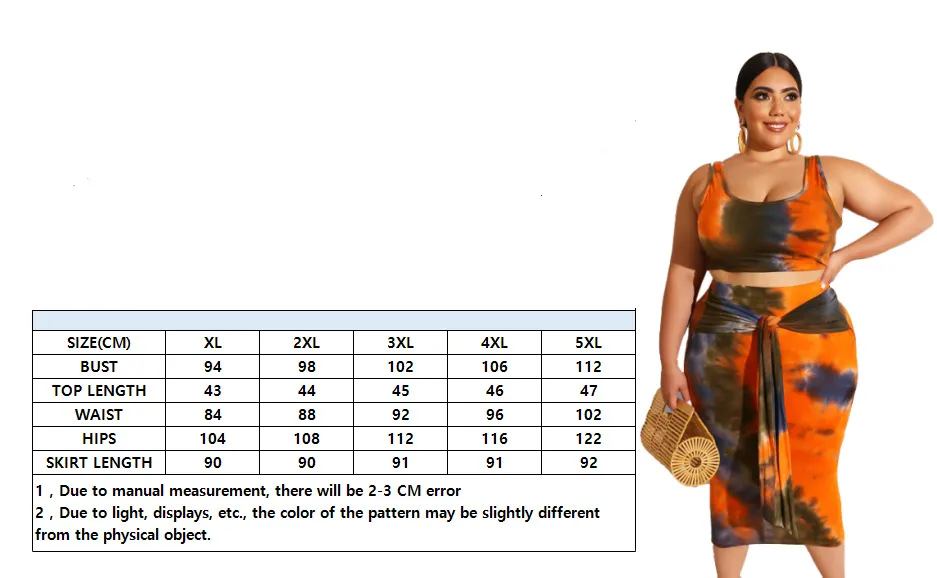 Large Size Dress Tight Sexy Sheath Navel Two-Piece Tie-Dye Printing Suit