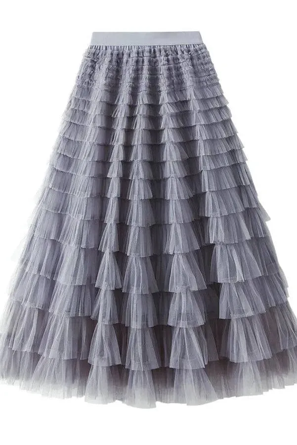 Layered Chiffon A-line Midi Skirt