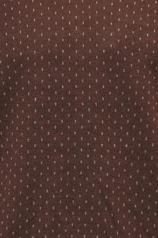 Light Brown Dot Patterned V Neck Sweater - Wessi
