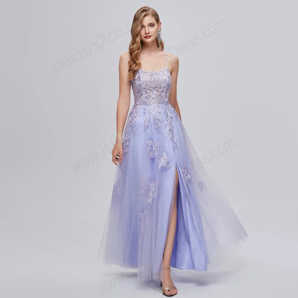 Lilac Purple Lace Formal Prom Evening Dress EN5201