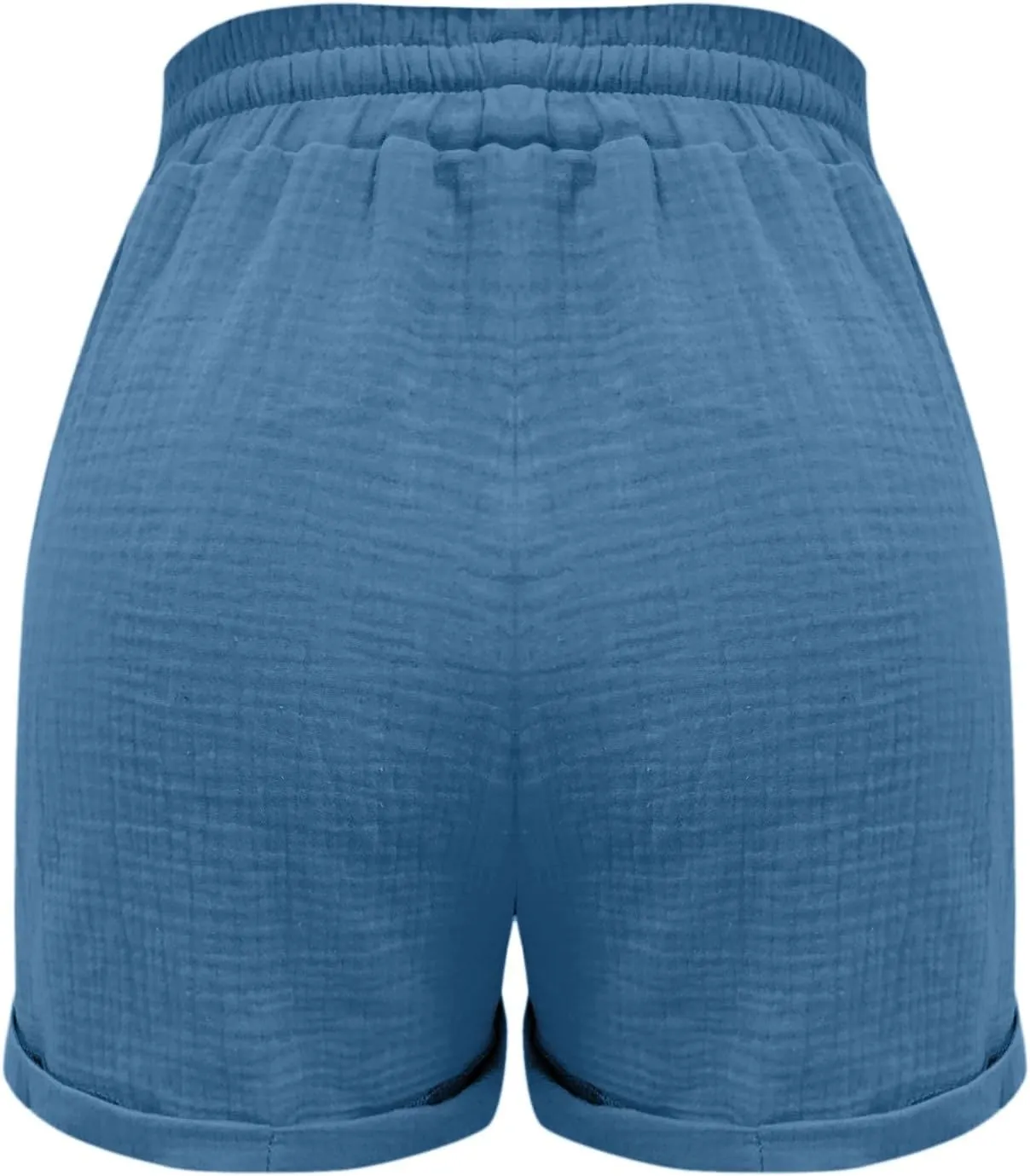 Linen Shorts for Women Casual Drawstring Elastic Waist Summer Shorts Wide Leg Lightweight Flowy Lounge Short with Pockets