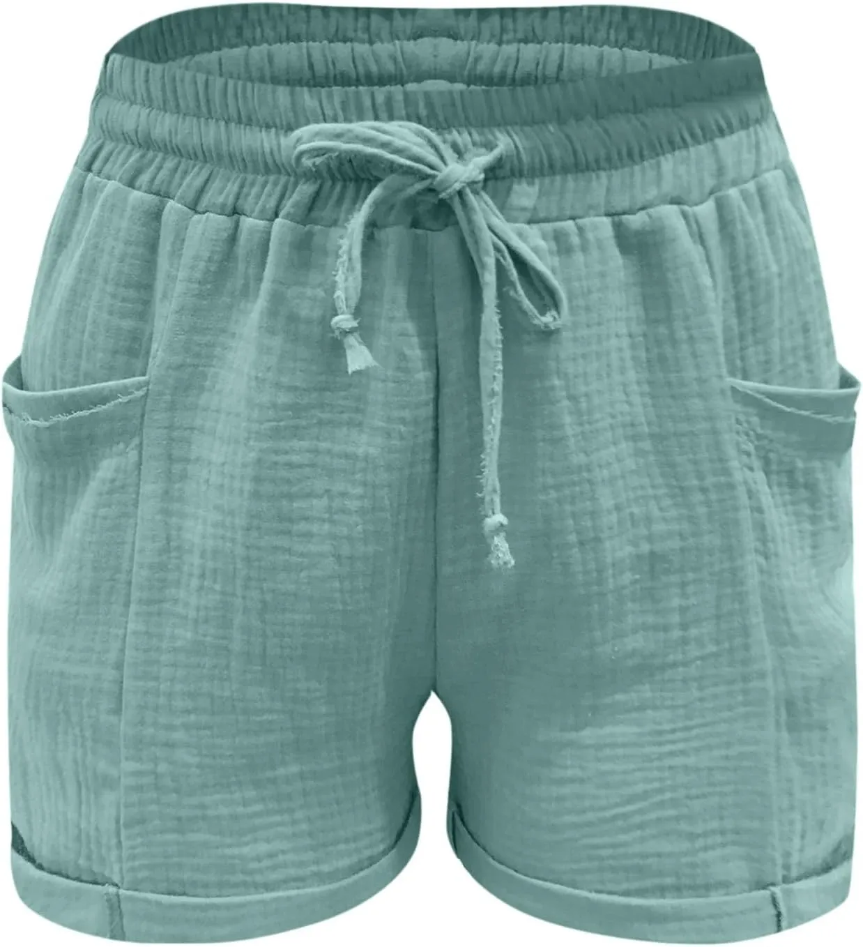 Linen Shorts for Women Casual Drawstring Elastic Waist Summer Shorts Wide Leg Lightweight Flowy Lounge Short with Pockets