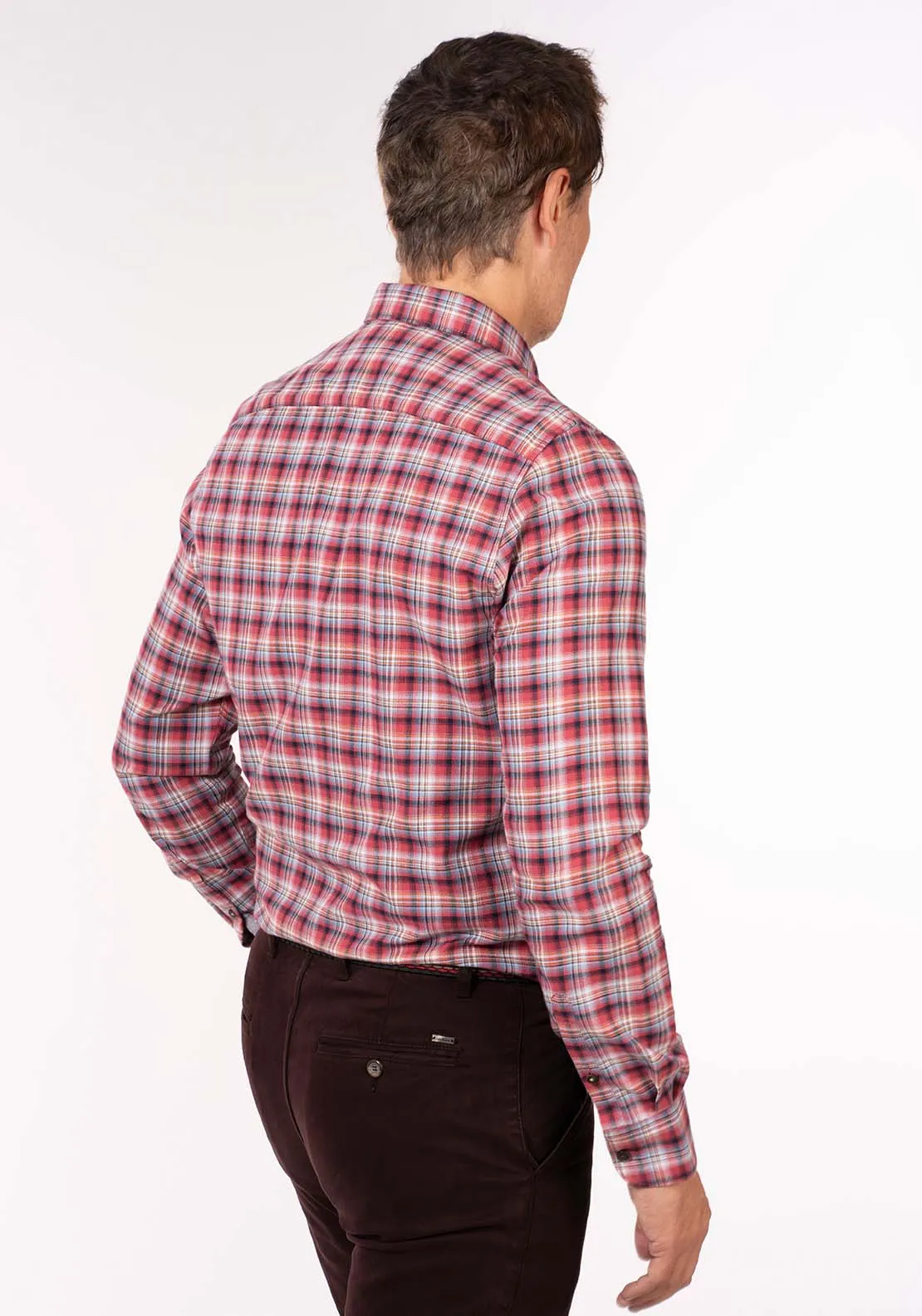 Long Sleeve Check Shirt - Light Garnet Red