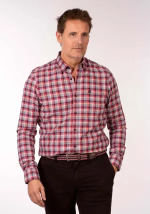 Long Sleeve Check Shirt - Light Garnet Red
