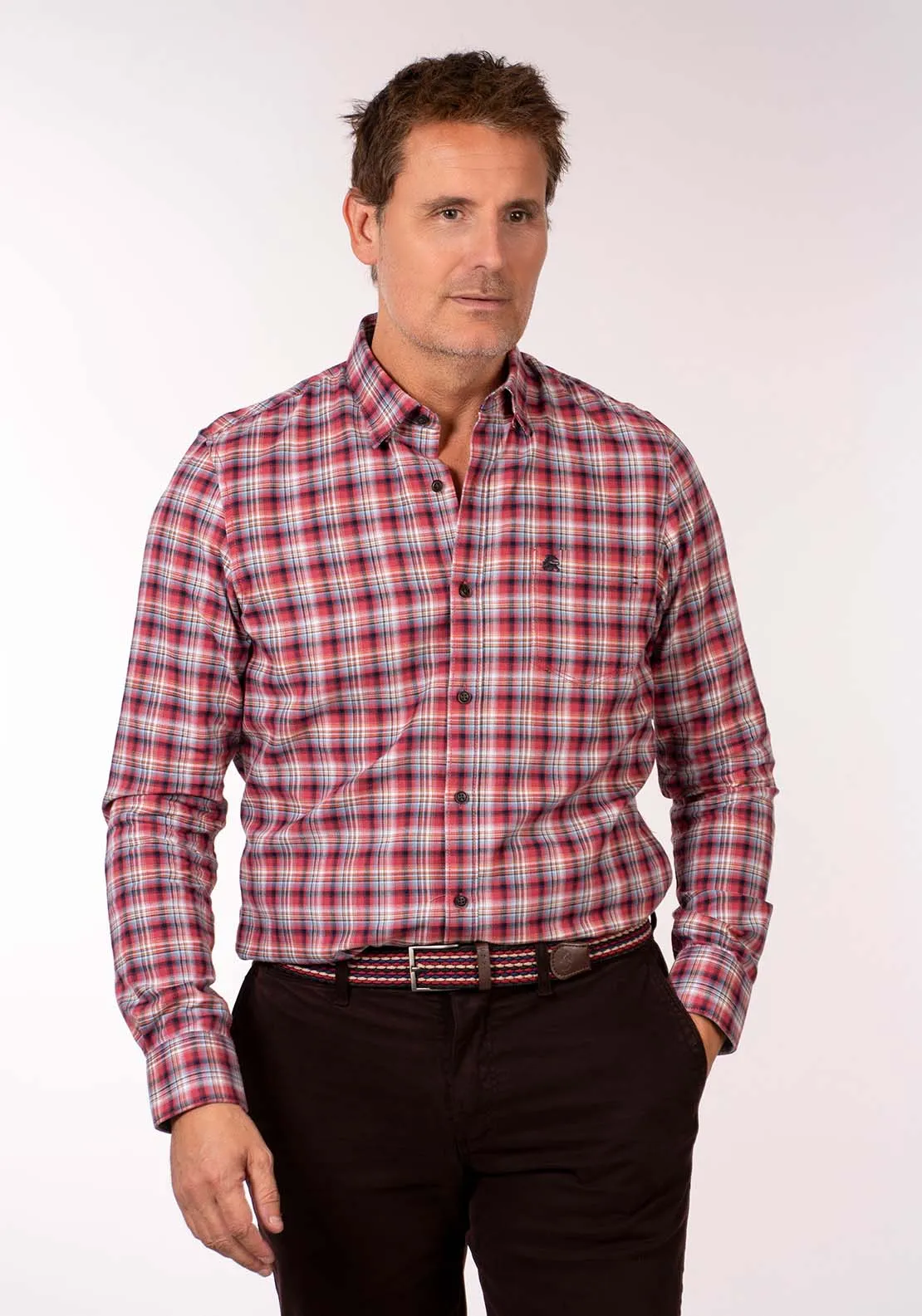 Long Sleeve Check Shirt - Light Garnet Red