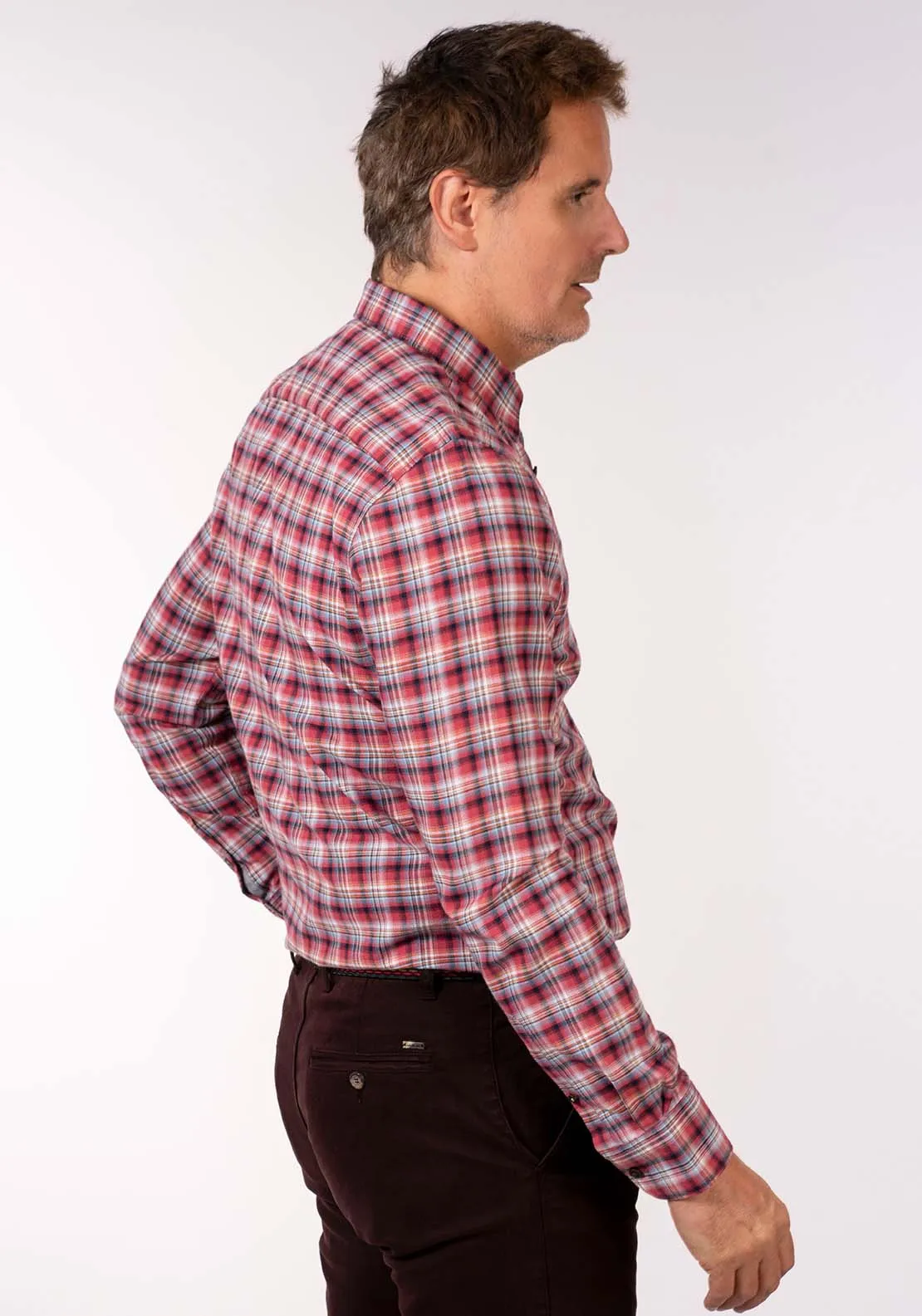 Long Sleeve Check Shirt - Light Garnet Red