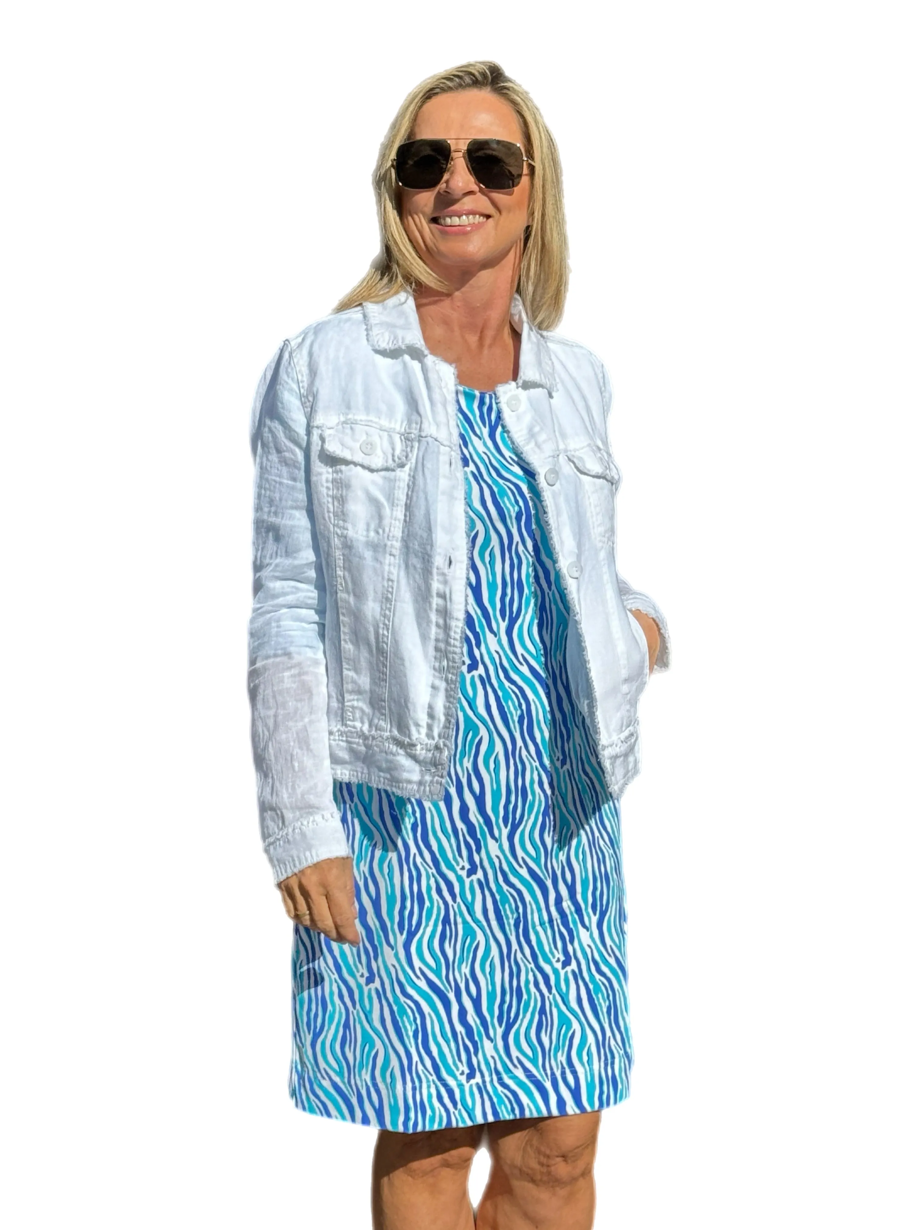 Long-Sleeve Linen Jacket White