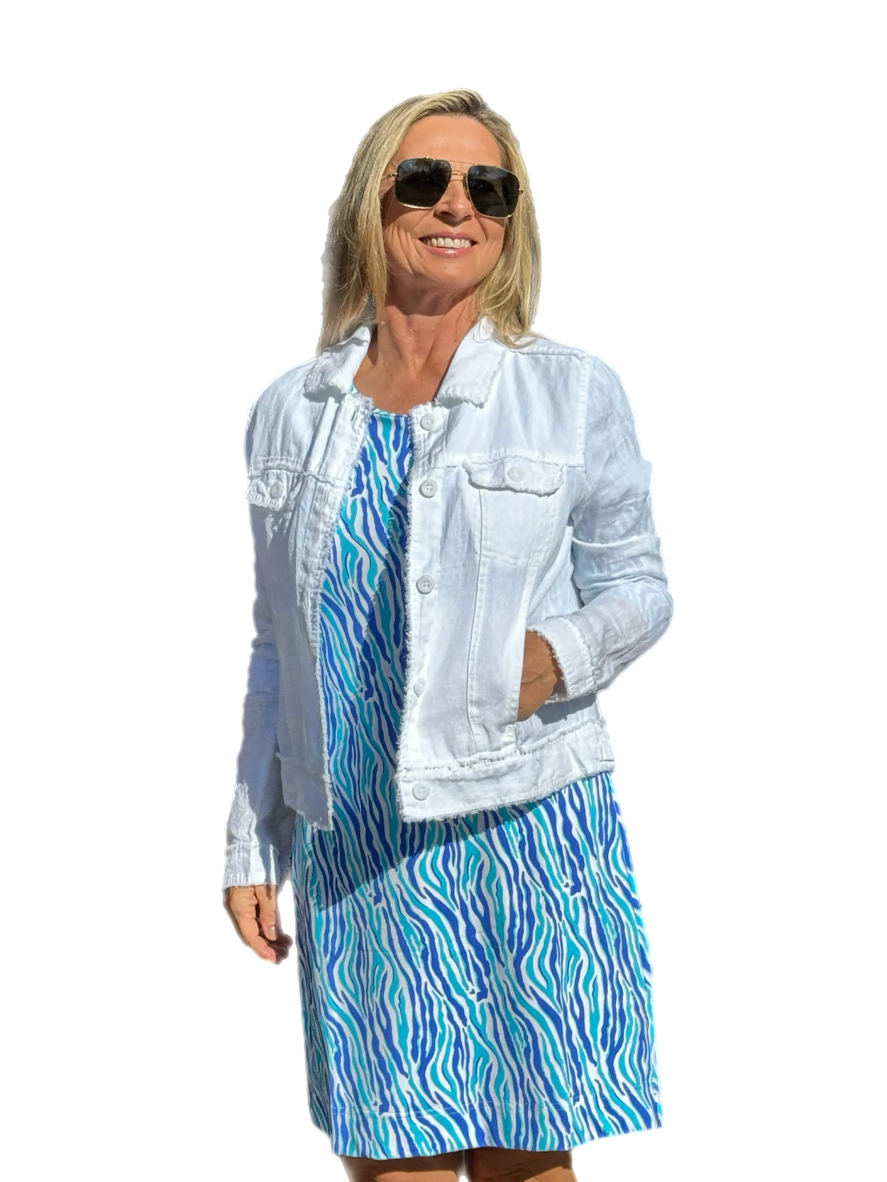 Long-Sleeve Linen Jacket White