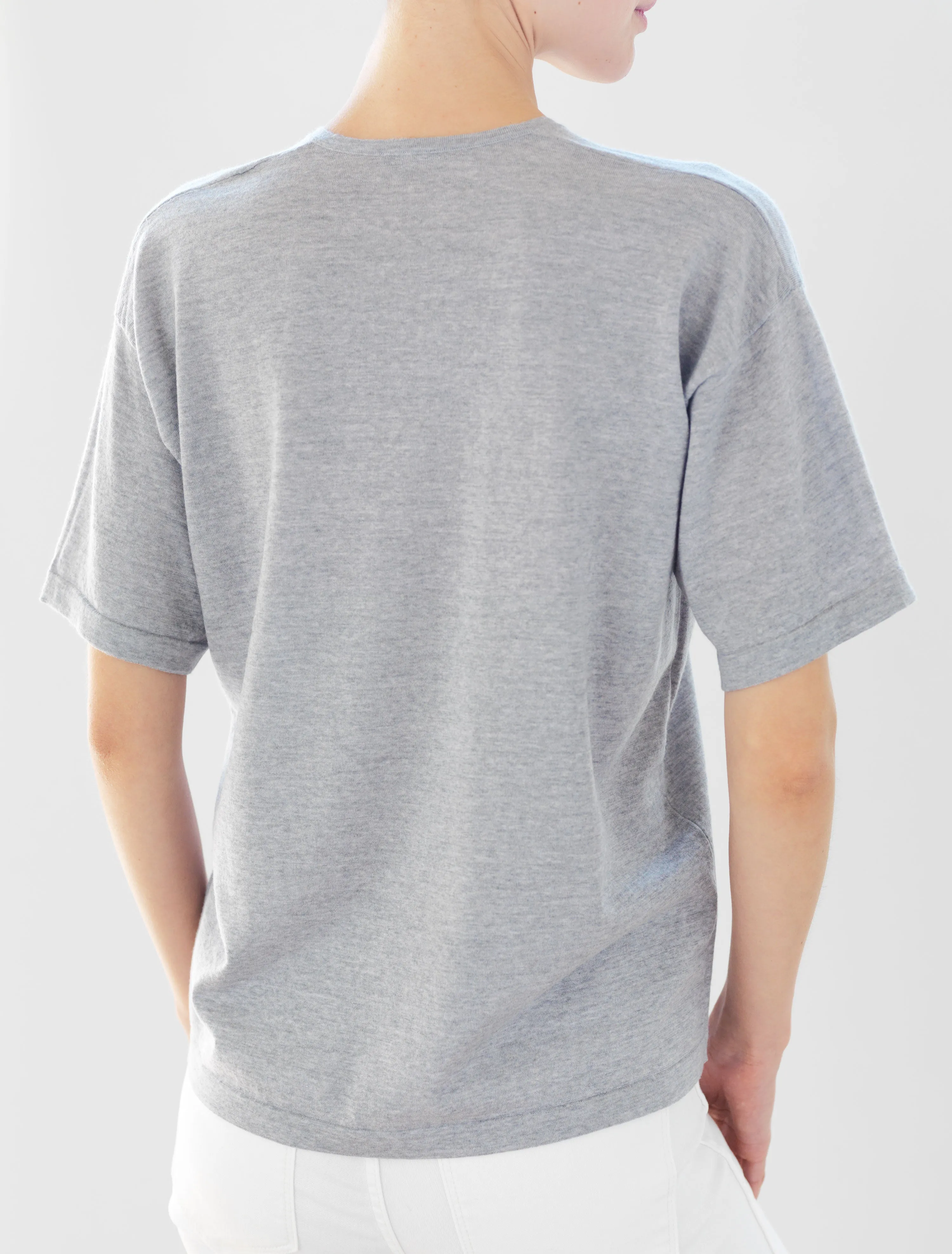 Luxo Knit T Round Neck - Silver Grey