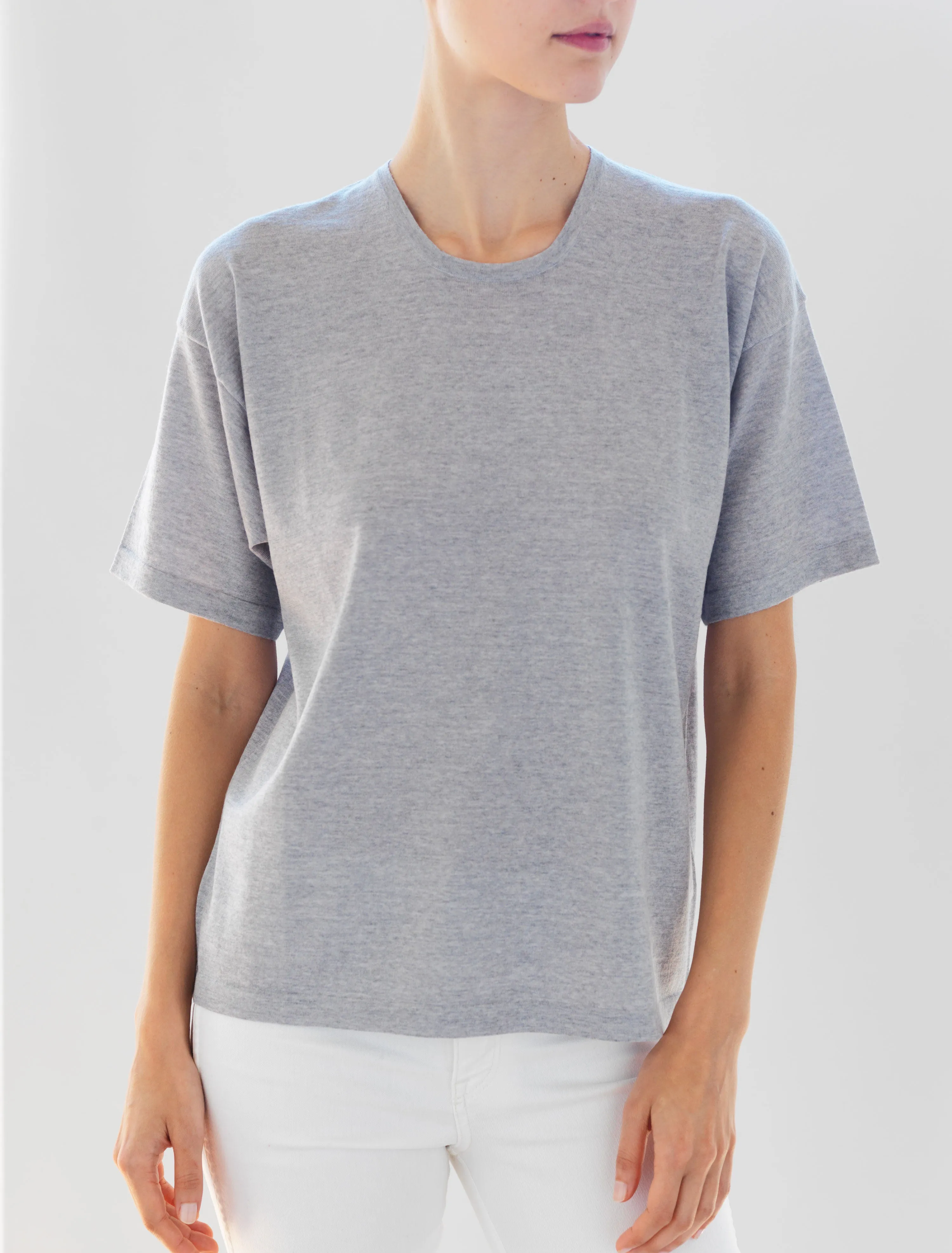 Luxo Knit T Round Neck - Silver Grey