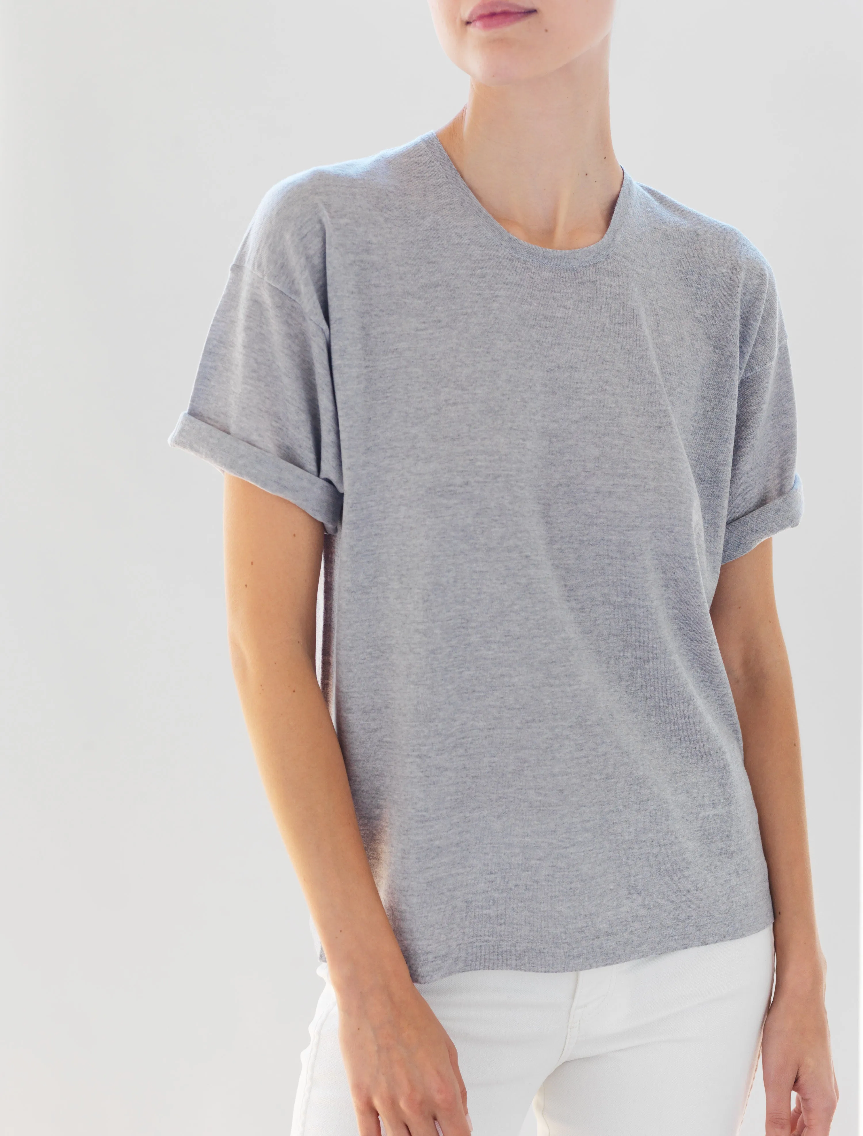 Luxo Knit T Round Neck - Silver Grey