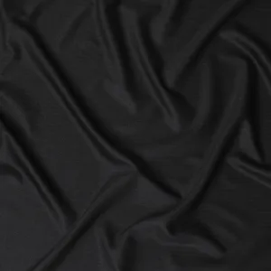 Luxury Jet Black Super 150's Wool Fabric - Masterful British Weave, 150cm Wide - D18260