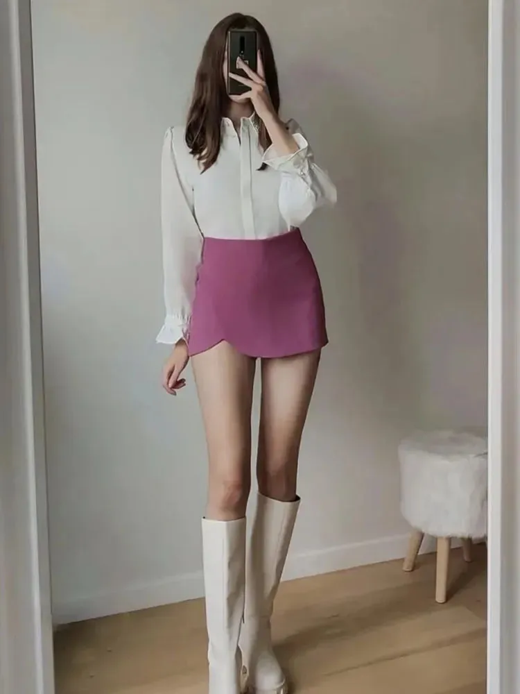 LVSANW Black Pink Sex Mini Skirt Shorts Woman High waist Shorts Women's Summer Shorts Autumn Fashion Wrap Shorts skirt