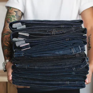 MADEN Men’s Big & Tall Regular Fit Straight Leg Raw Selvedge Denim Jeans Dark Blue
