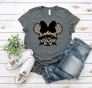 Minnie Mouse Safari Adult Unisex T Shirt - Disney Trip Matching Shirts - Camouflaged Minnie - Cheetah - Leopard Print
