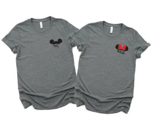 Mr. and Mrs. - Just Married - Disney Couples Matching Unisex T Shirts - Mickey and Minnie Mouse - Anniversary - Honey Moon - Disney Moon