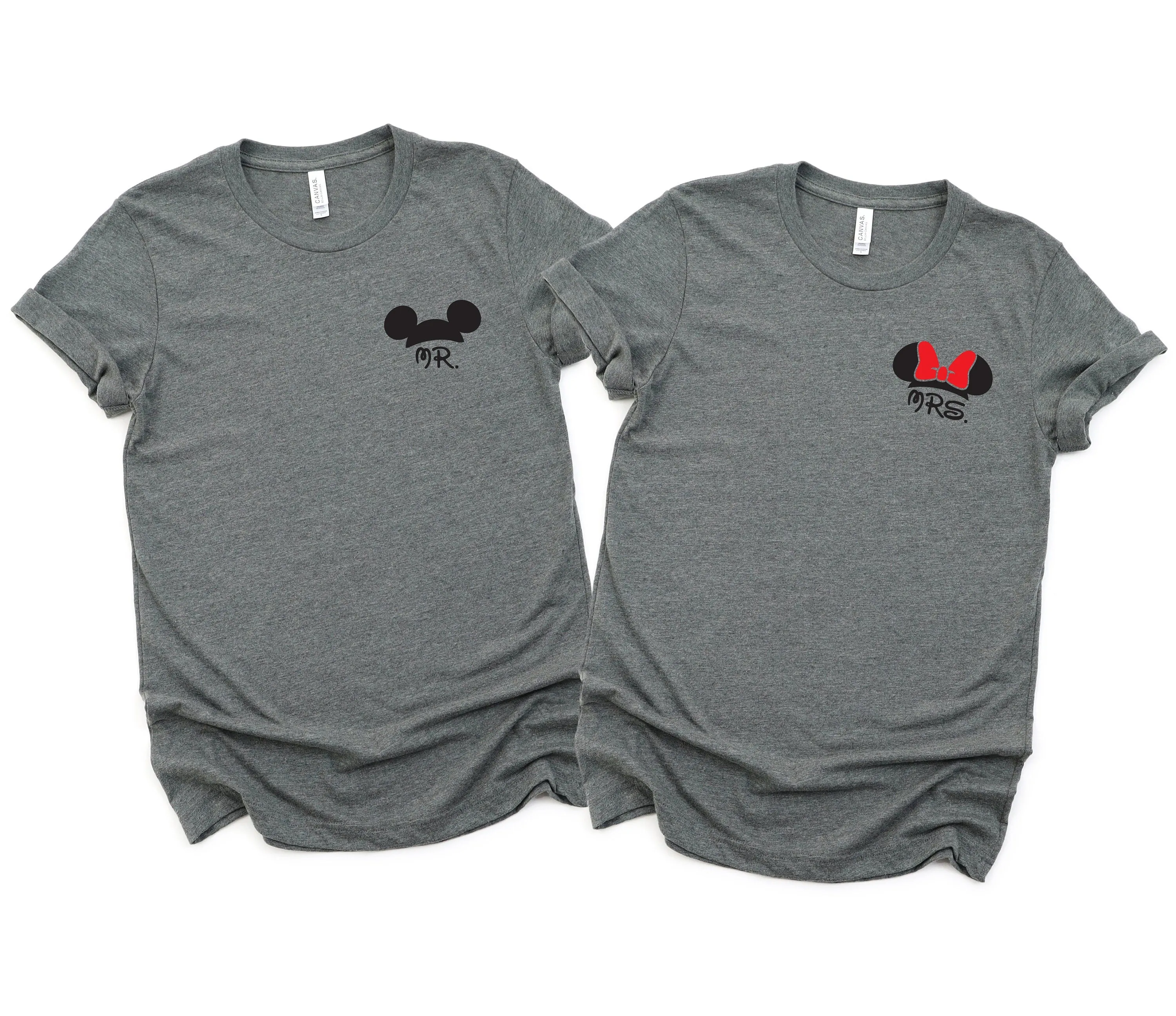 Mr. and Mrs. - Just Married - Disney Couples Matching Unisex T Shirts - Mickey and Minnie Mouse - Anniversary - Honey Moon - Disney Moon