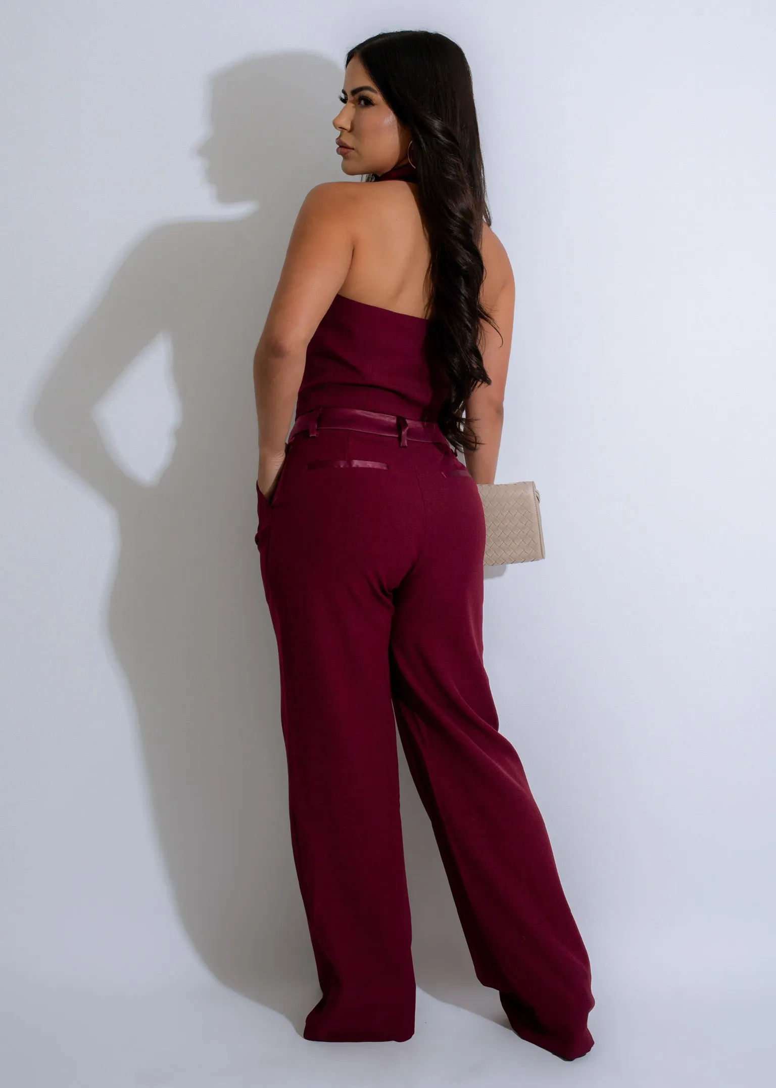 Mulberry Muse Satin Pant Set Red