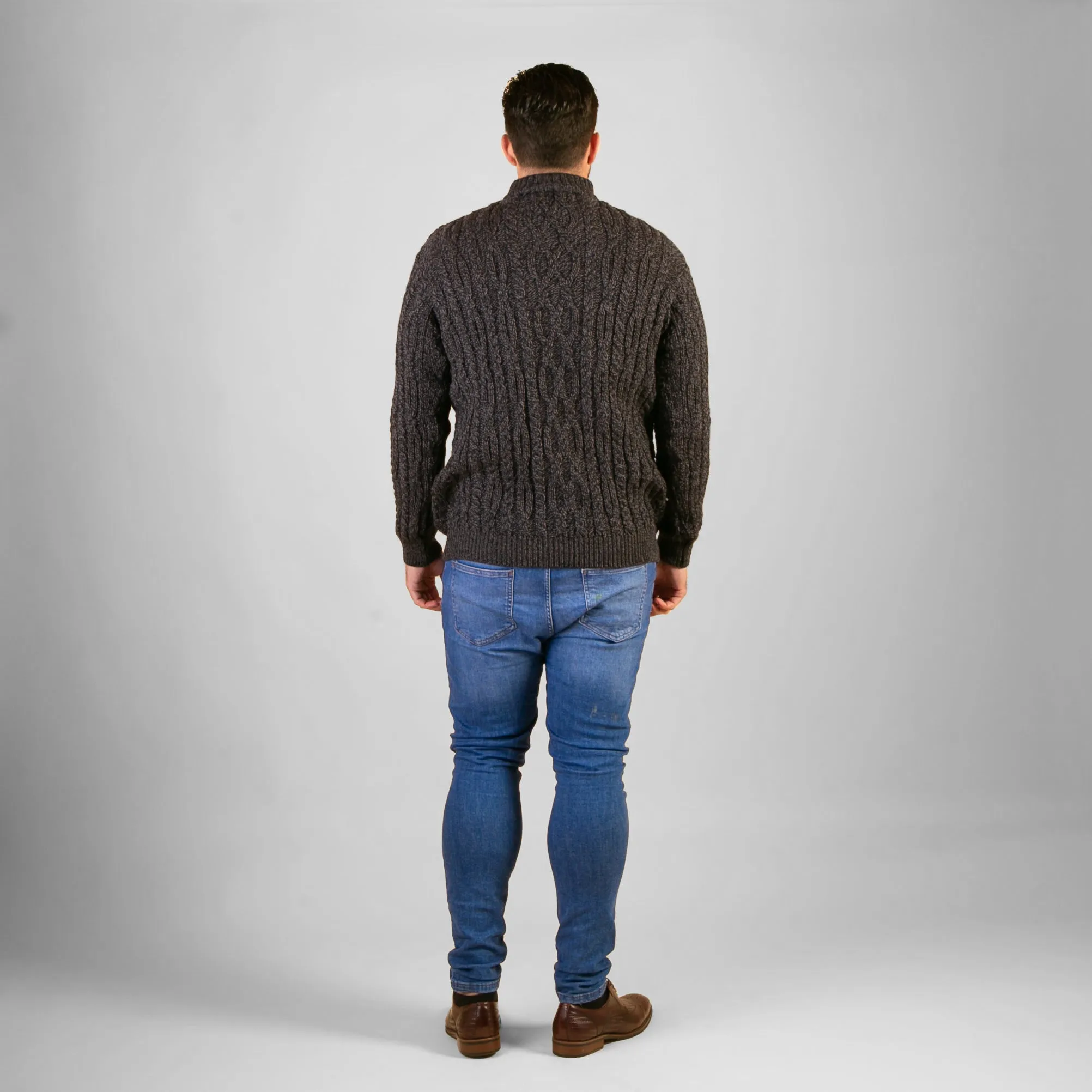 Niall Charcoal Half Zip Cable Sweater
