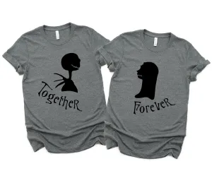 Nightmare Before Christmas Jack and Sally Shirts - Together Forever Disney Couples - Matching Shirts