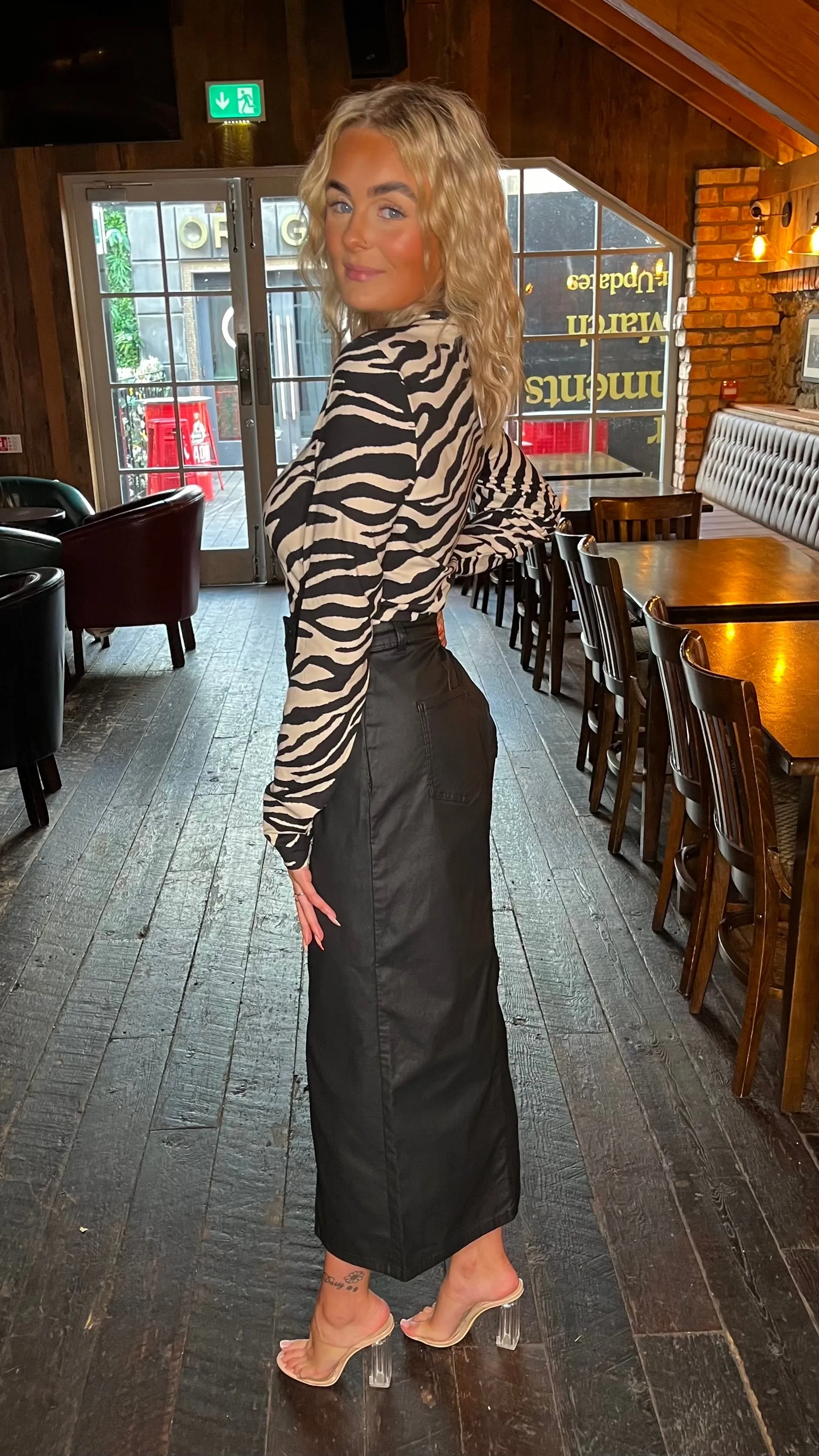 NM KATH LONG SKIRT - PU COATED BLACK
