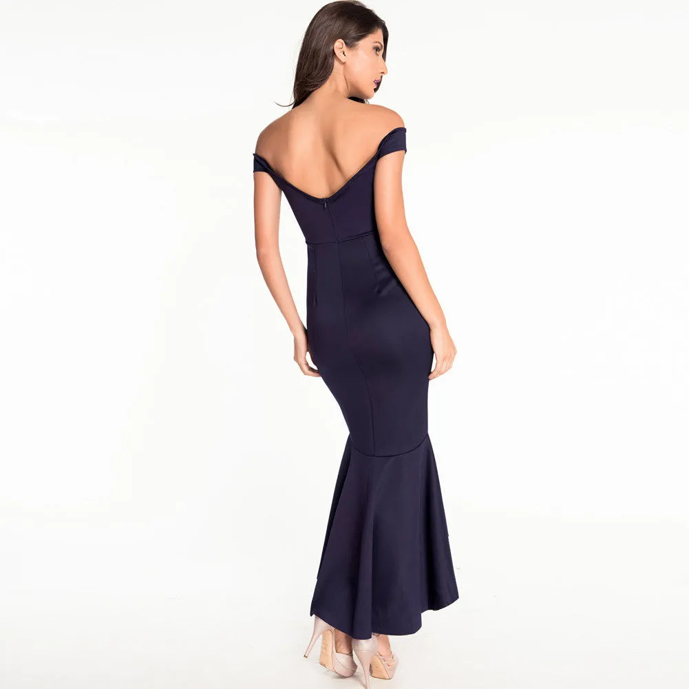 Off-Shoulder Deep V-neck Bodycon Mermaid Irregular Dress