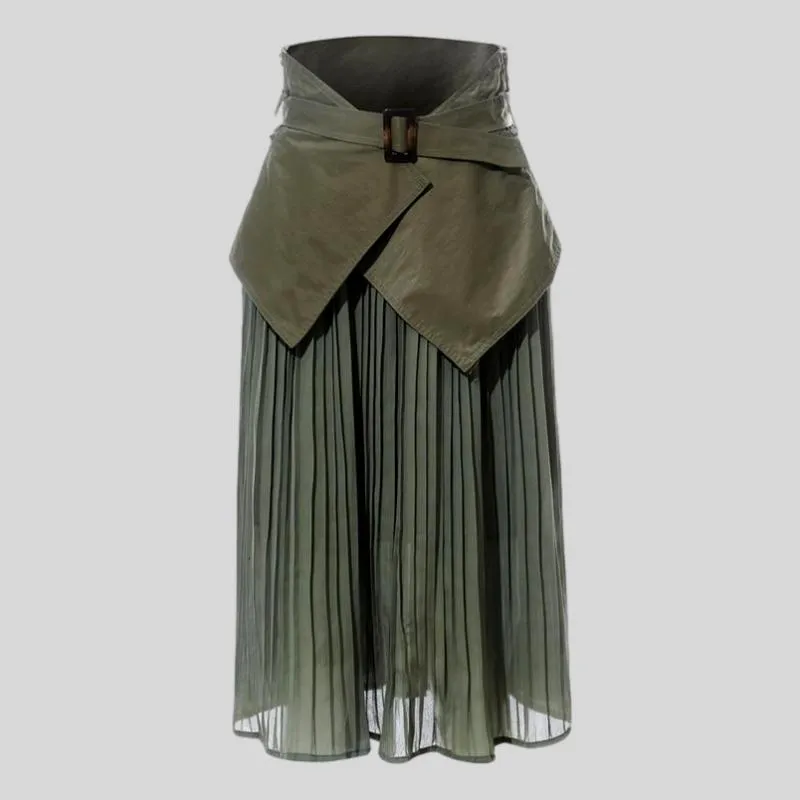 Pleated Solid Color Wild Skirt