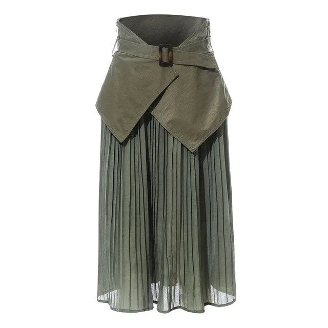 Pleated Solid Color Wild Skirt