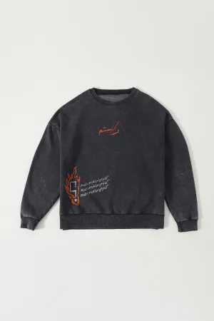 "ORDINARY" GREY ACID WASH SWEATSHIRT