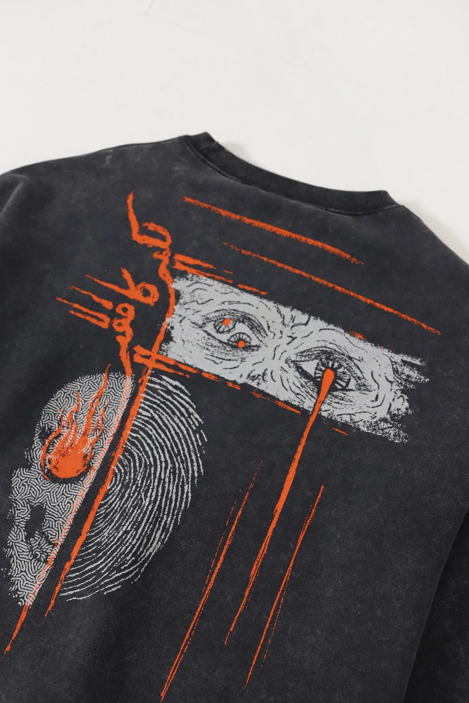 "ORDINARY" GREY ACID WASH SWEATSHIRT