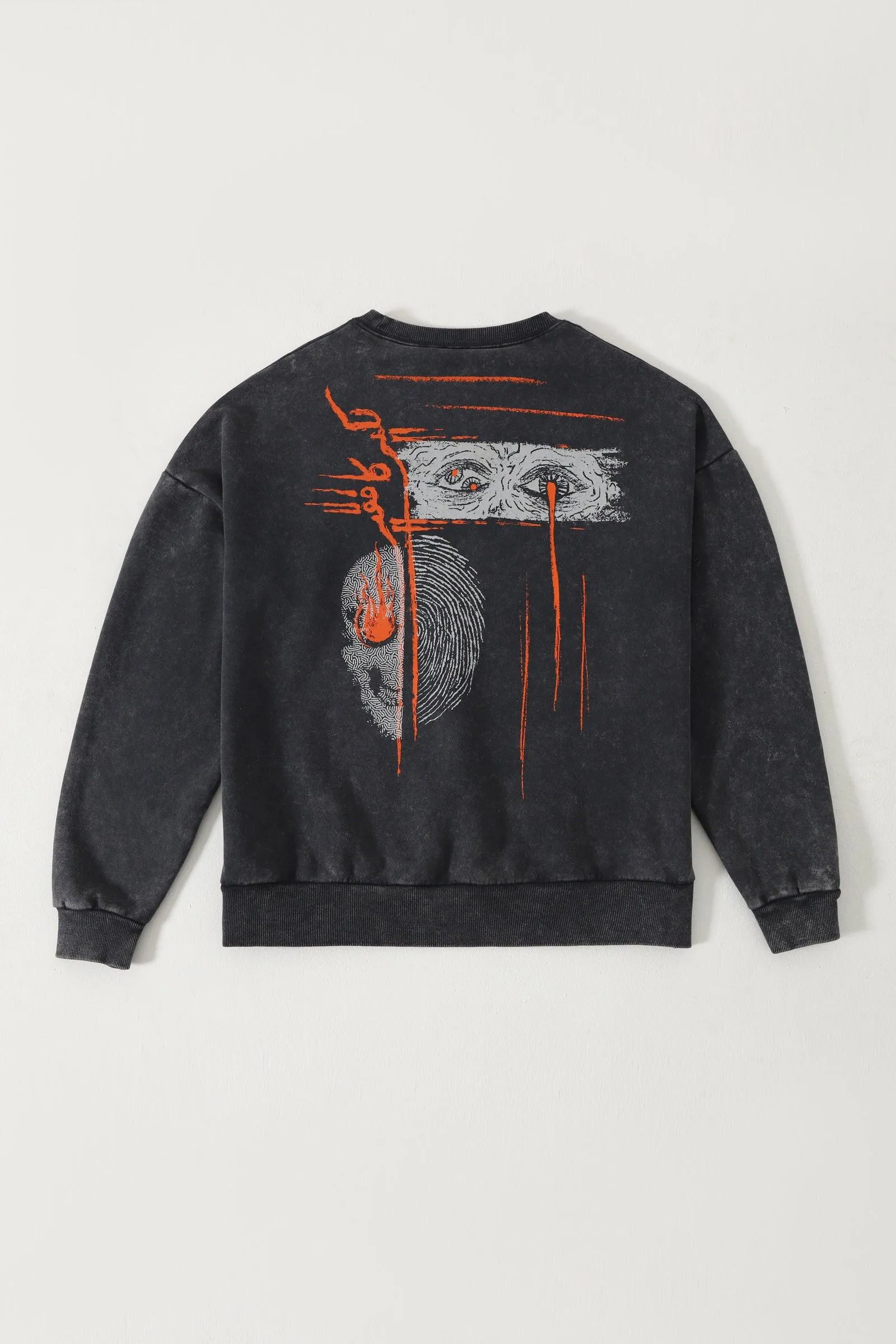 "ORDINARY" GREY ACID WASH SWEATSHIRT