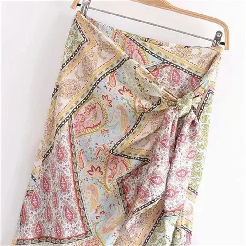 RETRO KNIT SPLIT SUMMER WRAP SKIRT