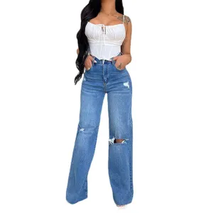 Ripped High Waist Denim Jeans