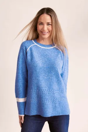 See Saw Cable Detail Sweater in Denim Marle