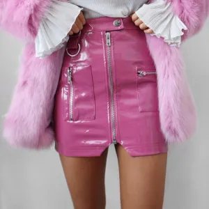 Sexy Leather Bodycon Zipper High Waist Mini Skirts